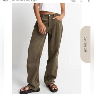 Rhythm corduroy sage green pants Chloe low cord